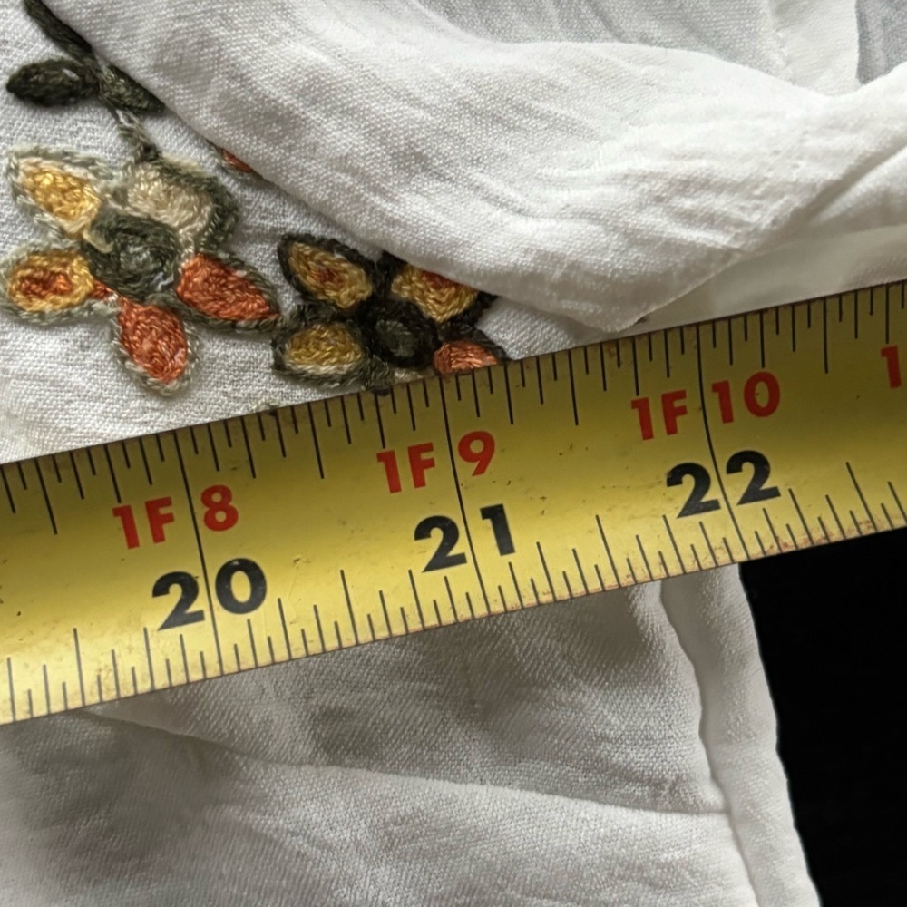 Ana & Rose Women's Embroidered Top Size XL Short Sleeve White Floral Blouse - Picture 7 of 7